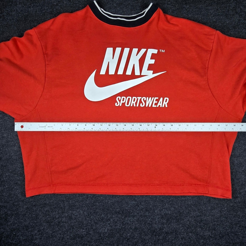 Nike Sportswear Red Graphic Pullover Sweatshirt Big Logo Swoosh Retro Women's XL - Picture 7 of 12